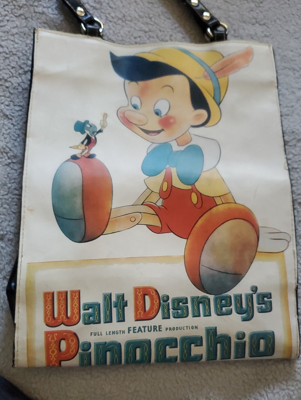 Pinocchio Vintage Walt Disney Purse - Cream, Red, Blue